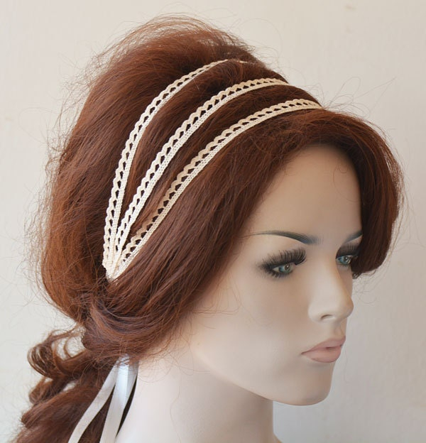 Triple Row Pearl Bridal Headband - Image 3