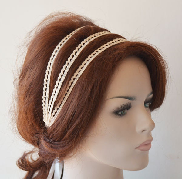 Triple Row Pearl Bridal Headband - Image 4