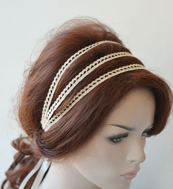 Triple Row Pearl Bridal Headband - Image 5