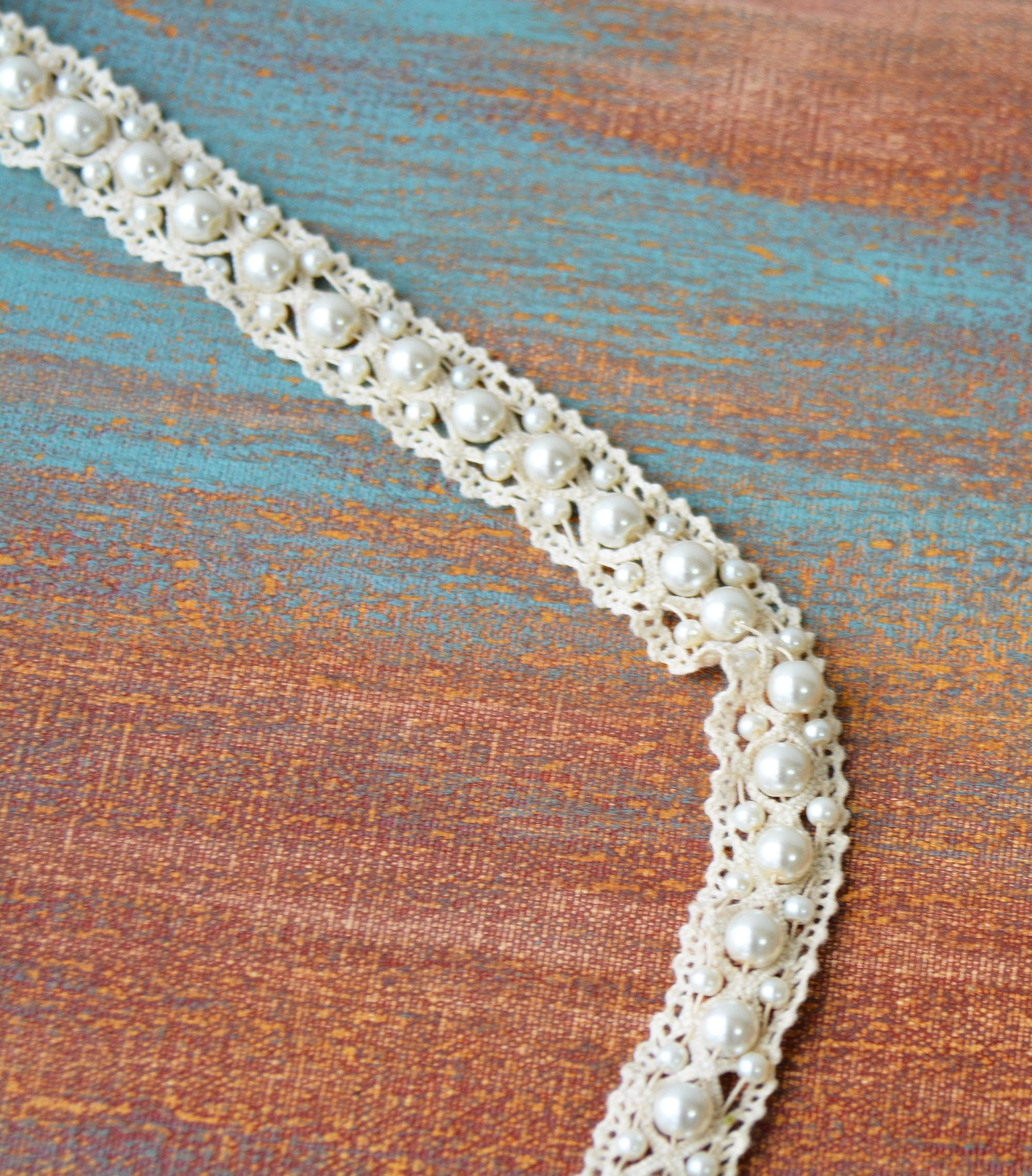 Ivory Pearl Lace Bridal Headband - Image 5