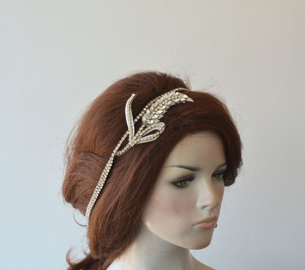 Crystal Leaf Draped Bridal Headband - Image 3