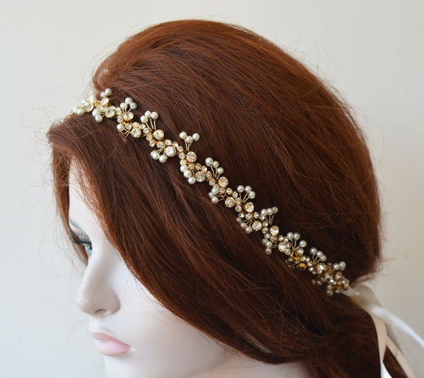 Delicate Pearl Branch Bridal Headband - Image 4