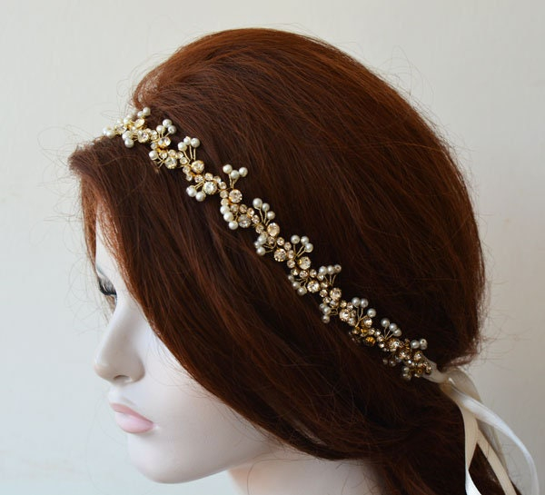Delicate Pearl Branch Bridal Headband - Image 6