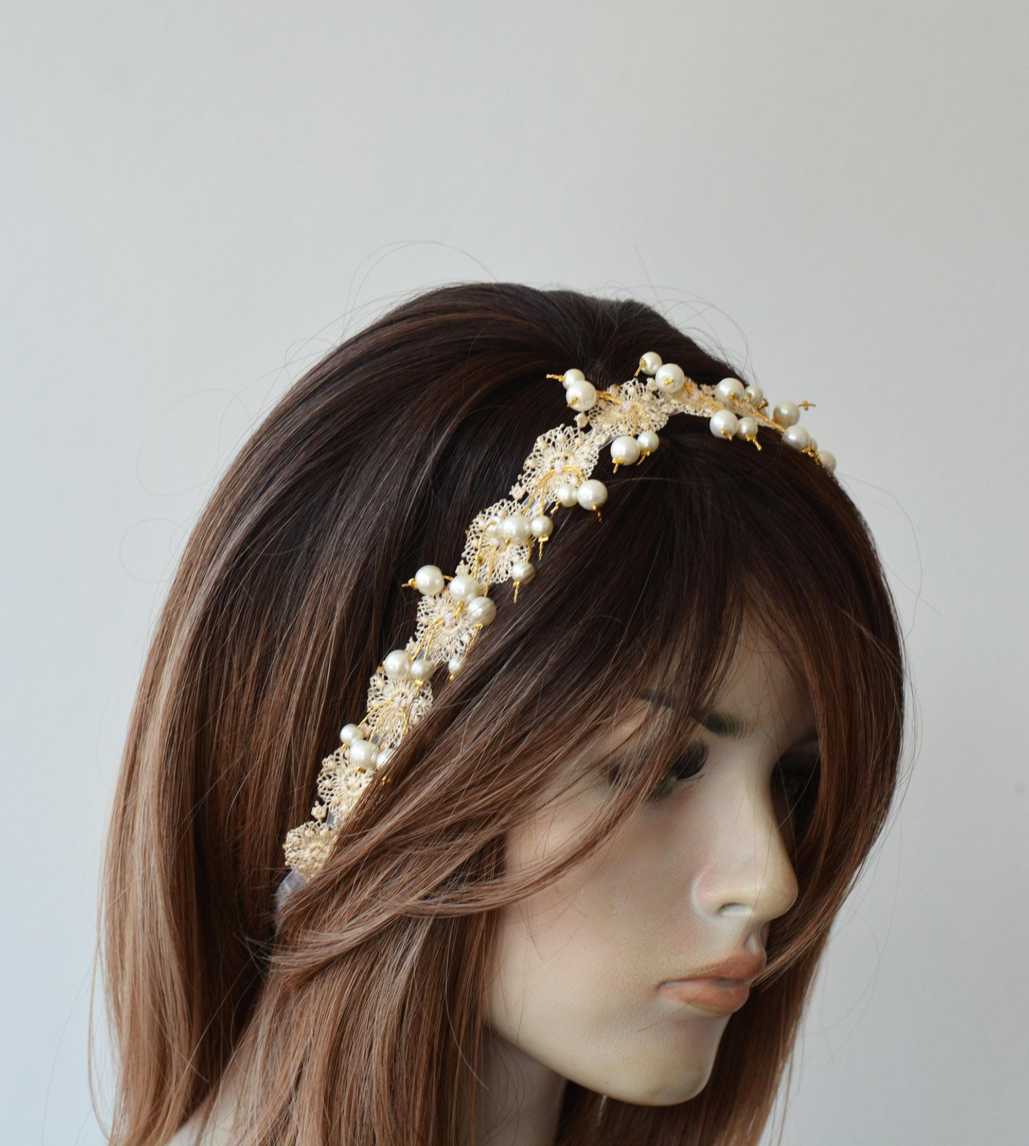 Pearl Floral Bridal Headband - Image 2