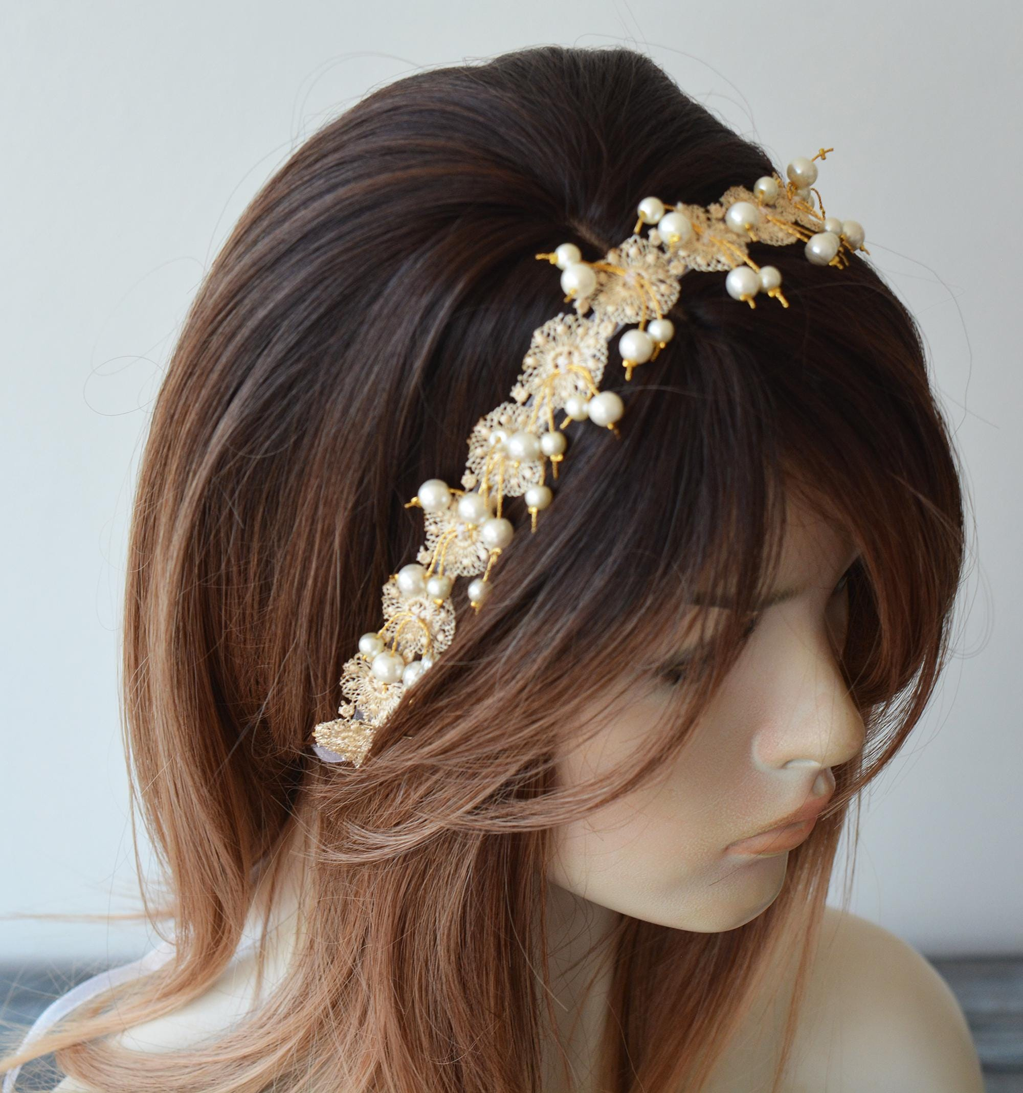 Pearl Floral Bridal Headband - Image 5