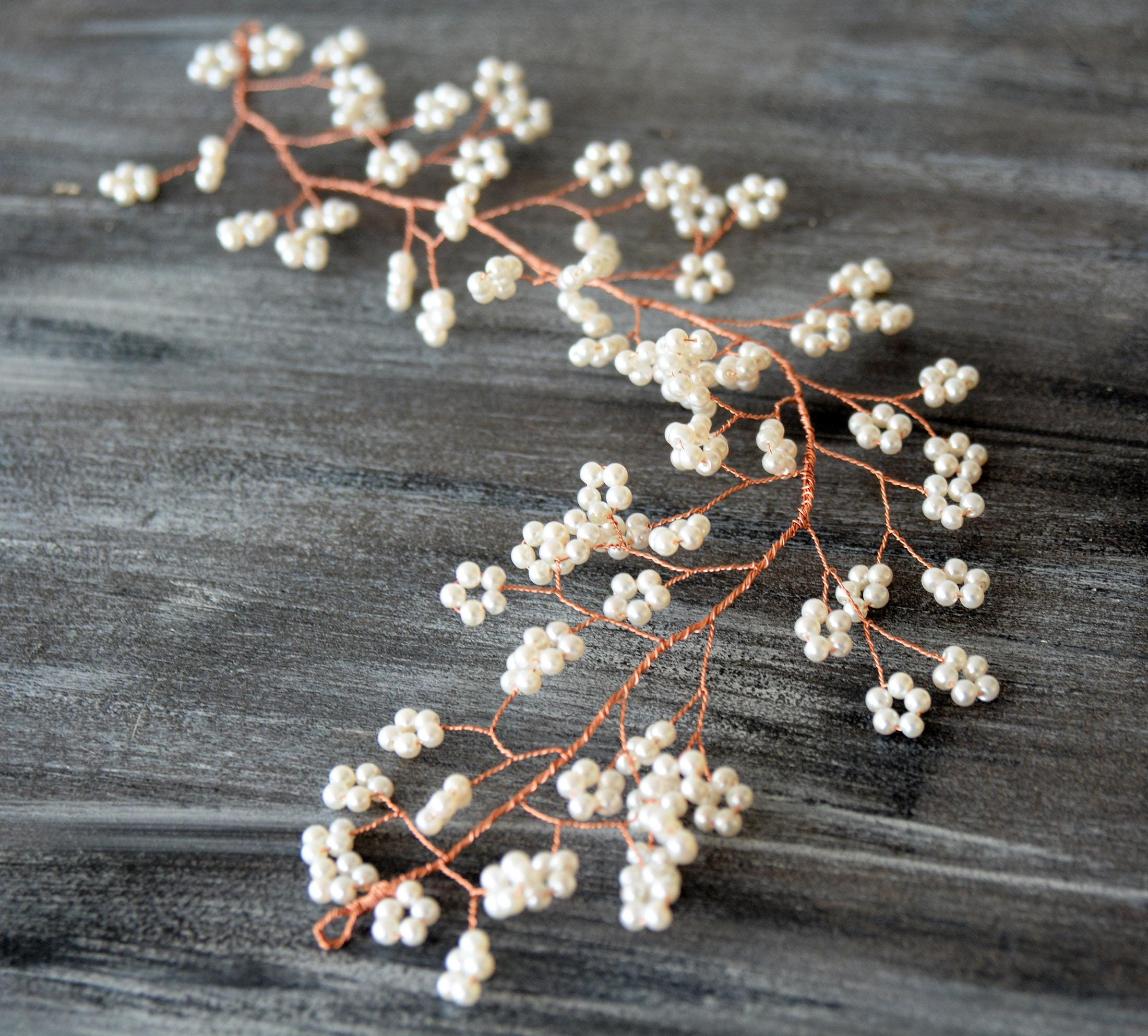 Pearl Blossom Bridal Hair Vine - Image 3