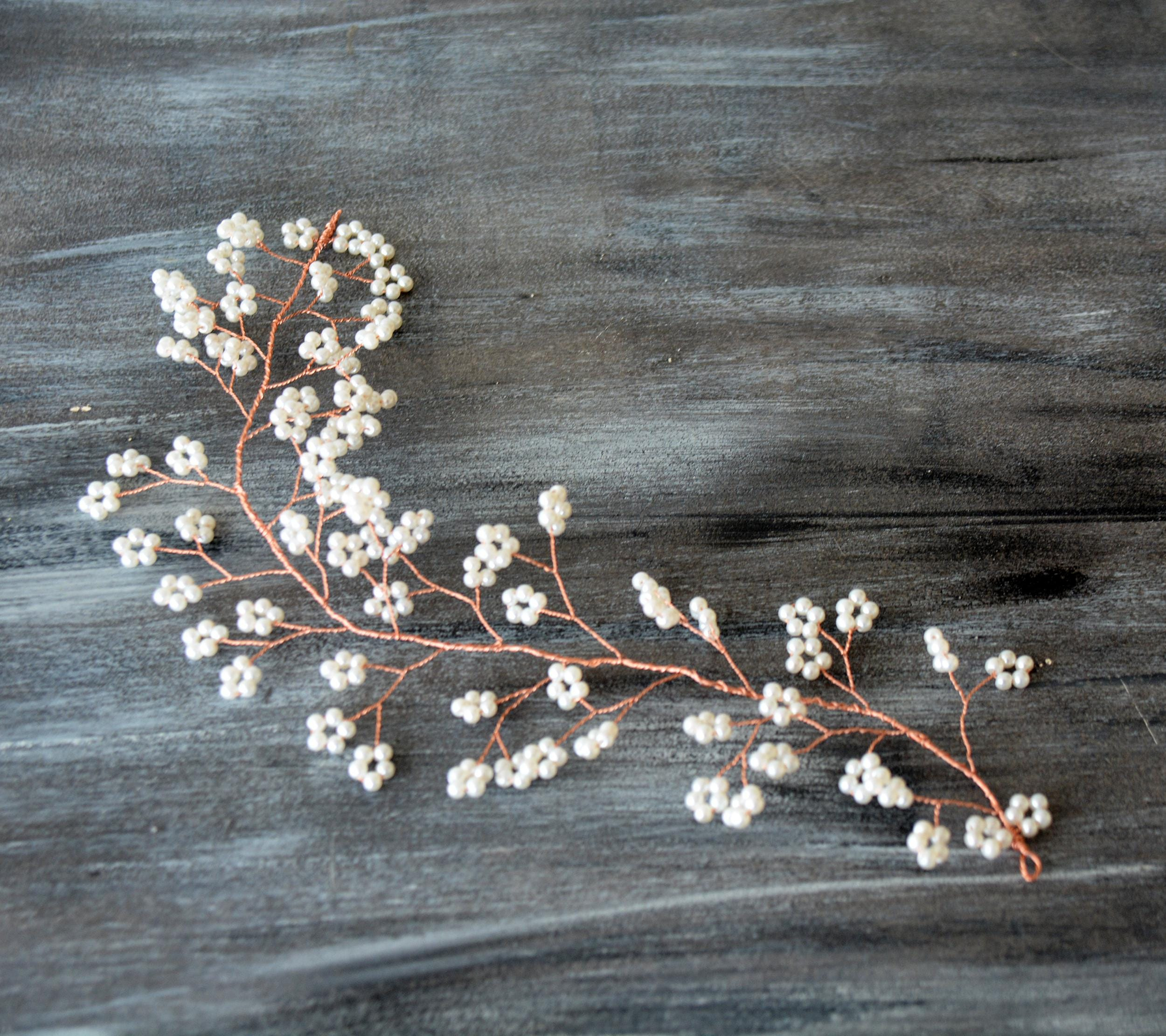 Pearl Blossom Bridal Hair Vine - Image 5